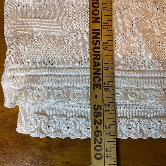 White House Black Market Lace Knit V Neck Top Shirt M Crochet Sheer - Picture 5 of 10